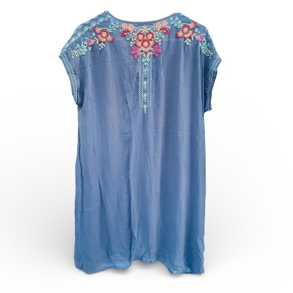 Johnny Was Floral Blue Embroidered Tunic Dress M - Picture 4 of 5